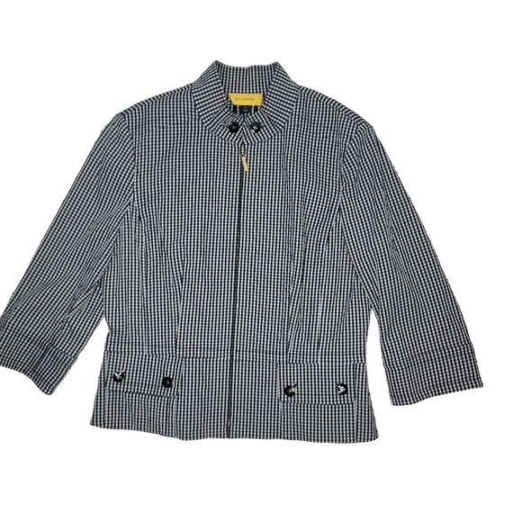 St. John black and white gingham check seersucker blazer size 14 - Picture 5 of 8